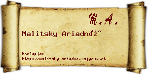 Malitsky Ariadné névjegykártya